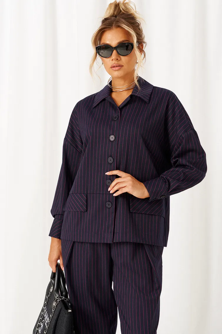 Suit Beautiful & Free #6485 temno-sinij v polosku