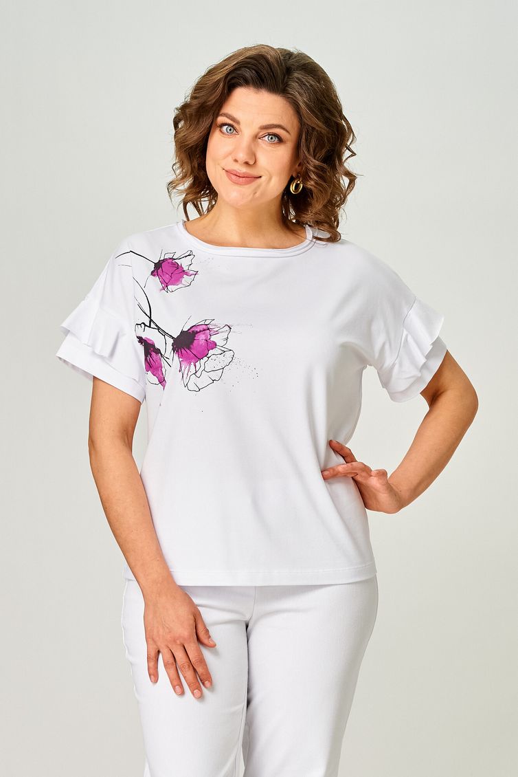 Футболка Rumoda арт. 2069 (короткий рукав) белый/лаванда
