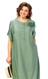 Платье Ольга Стиль С1014 серо-зеленый