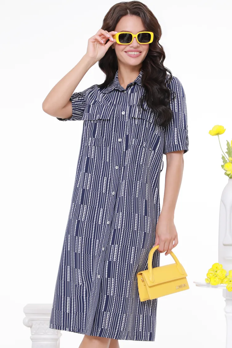 Sukienka DS Trend #P-3966-0165-01 (temno-sinego cveta s karmanami)