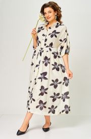 Платье Milora арт. 1451 молочный/ темные цветы