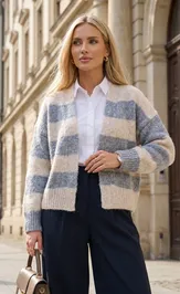 Sweter BELANGE 3257 sero-bezhevyj