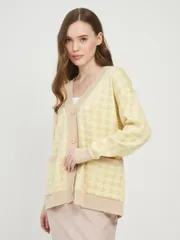 Кардиган Newvay арт. 7221-14093 св.беж/лимный щербет