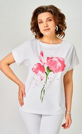 Блузки, туники Rumoda 2061 (короткий рукав) белая коралл