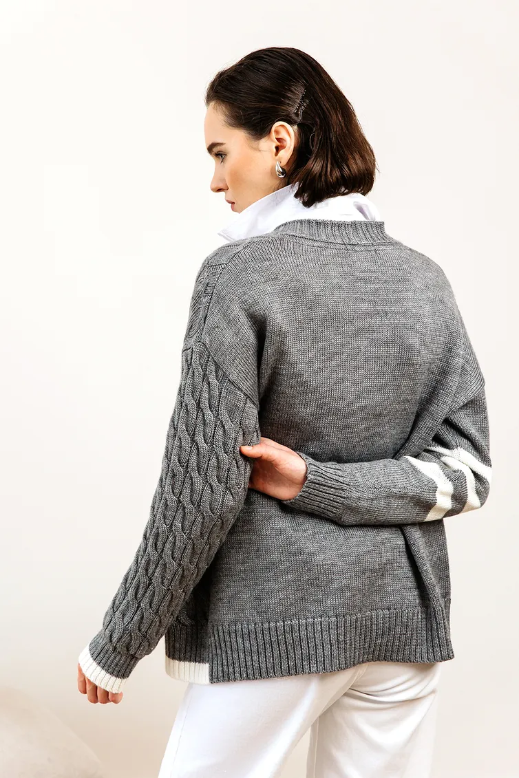 Sweter Romgil #RV0103-ShE5 seryj, belyj