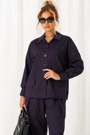 Suit Beautiful & Free #6485 temno-sinij v polosku