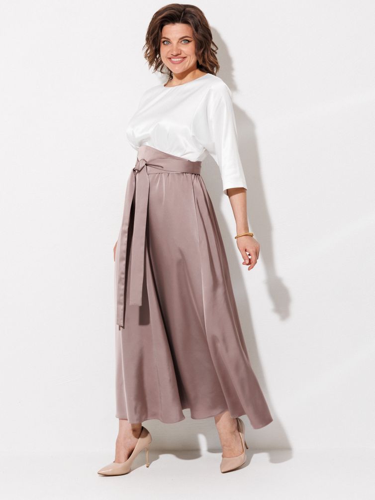 Платье Anastasia MAK арт. 1229 жемчужный+капучино