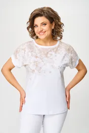 Bluzki, tuniki Rumoda #2258 (korotkij rukav) belyj-kapuchino
