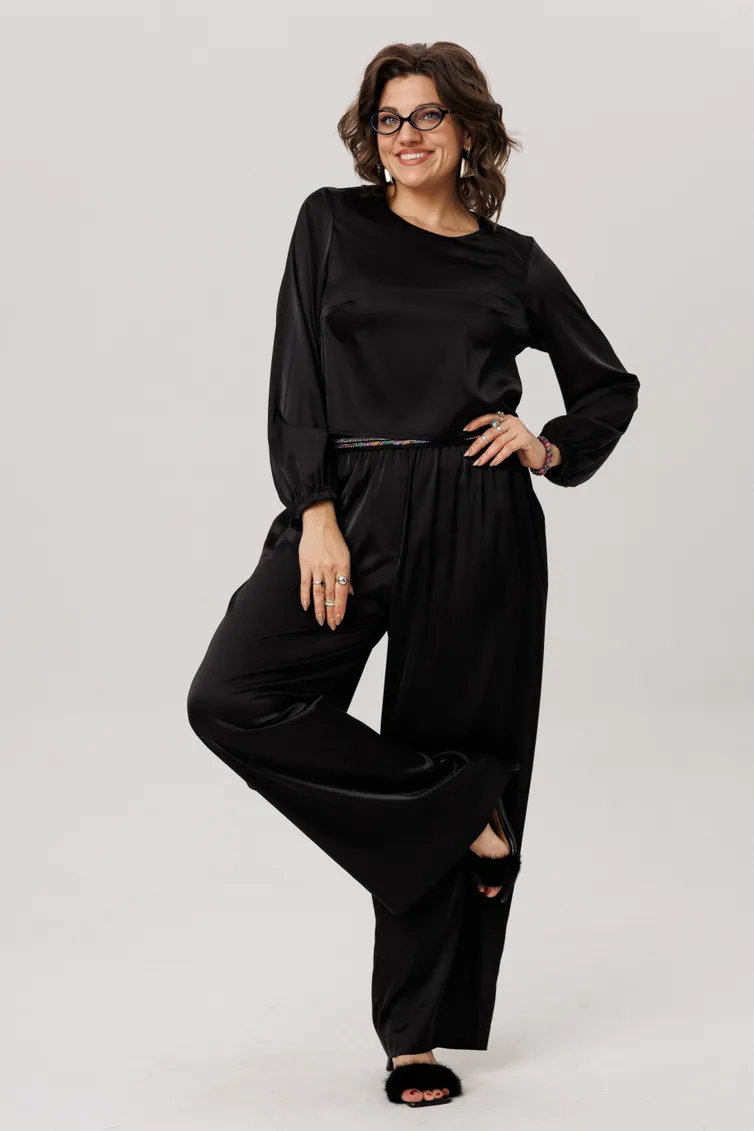 Trousers Anelli Laurel #1734 blestyashhij chernyj