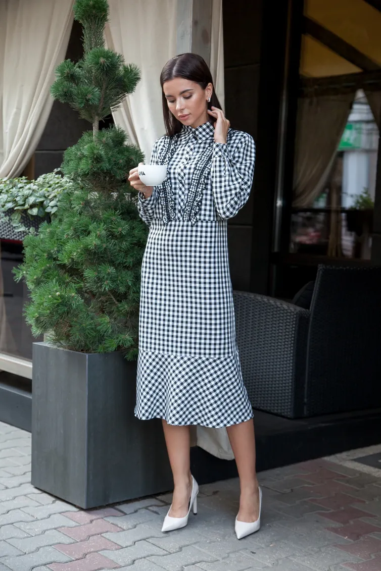 Sukienka Faufilure #S1204 cherno-belyj dizajn