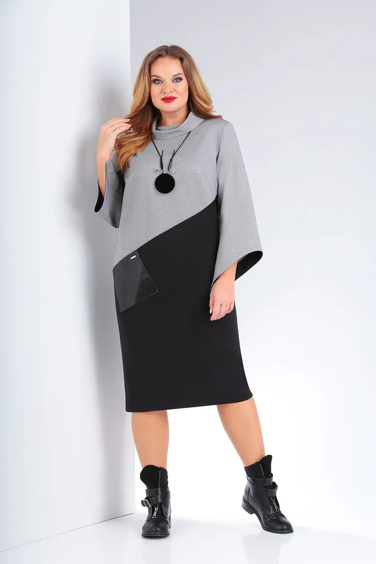 Sukienka Vilena-fashion #678 seryj+chernyj