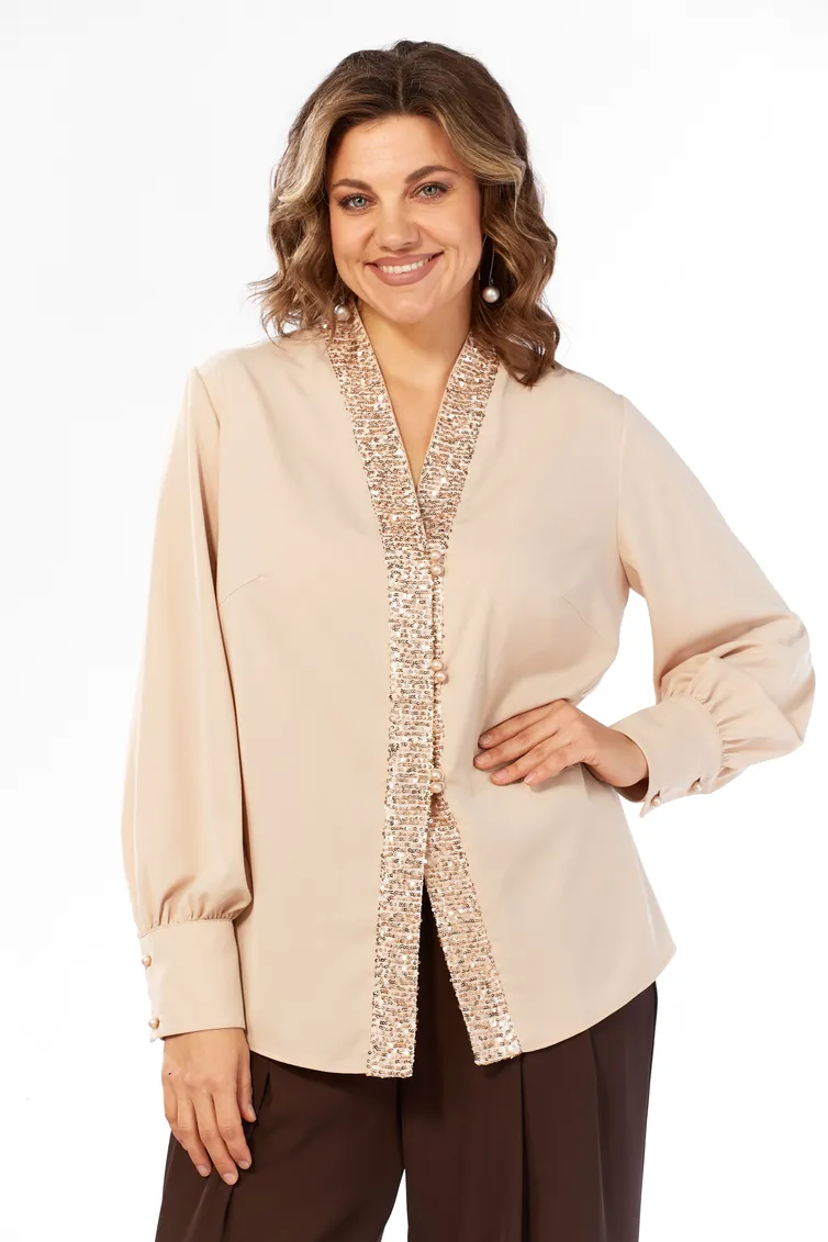 Bluzka Olga Style #S1049 kapuchino