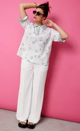 Блуза BegiModa 4132 шалфей на белом