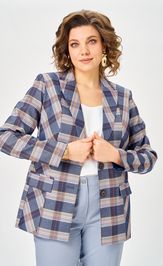 Жакет БелЭльСтиль 412-303 бело-синяя клетка