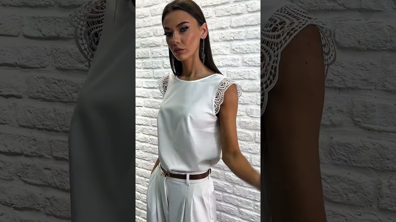 Кружевная блуза VIZAVI 673 молочного, белого цвета #fashion #fashionst #брендыодежды #стильxl #look