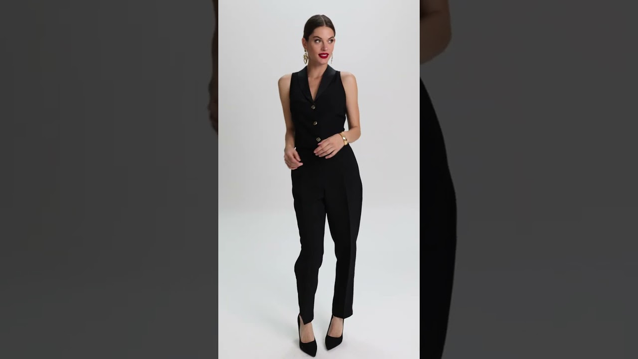 Нарядный женский брючный костюм черного цвета. URS 24-301-1