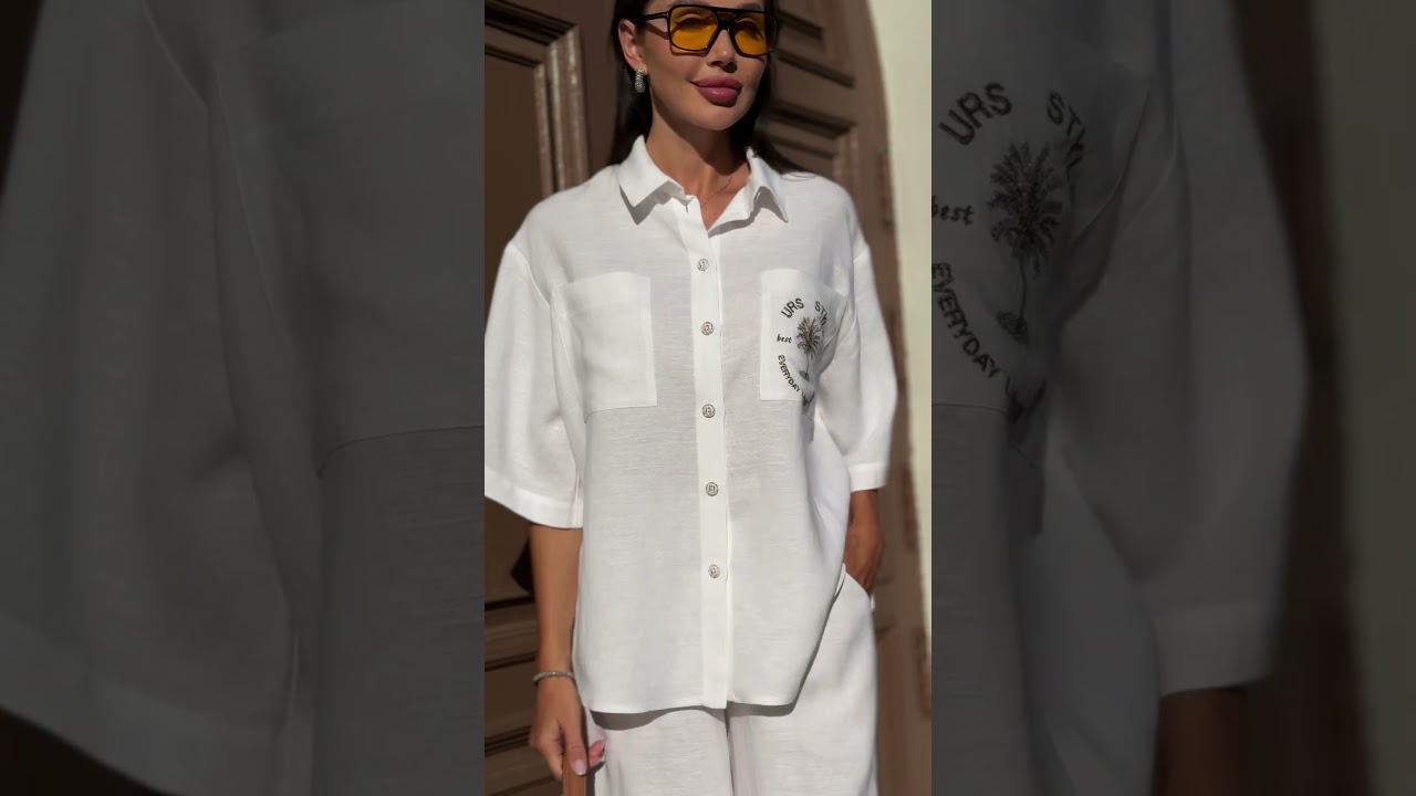 Белый льняной костюм с шортами - морской smart casual на каждый день. 25-612-2 URS.by