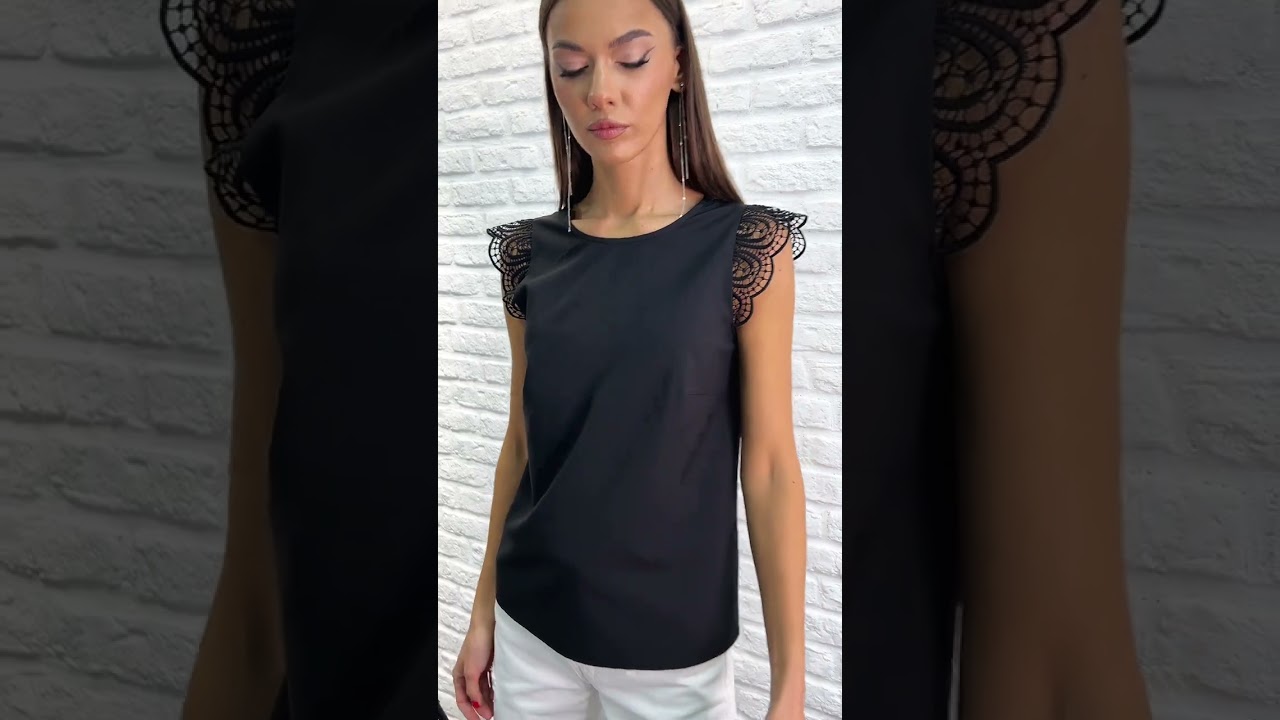 Кружевная блуза VIZAVI 673 черного цвета #fashion #fashionst #брендыодежды #стильxl #lookatme