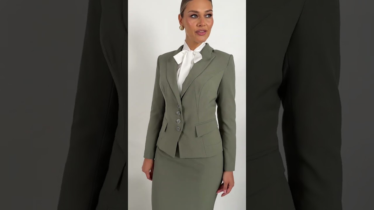 Классический офисный костюм-двойка Мода-Юрс арт 2224 haki  #fashion  #брендыодежды  #style