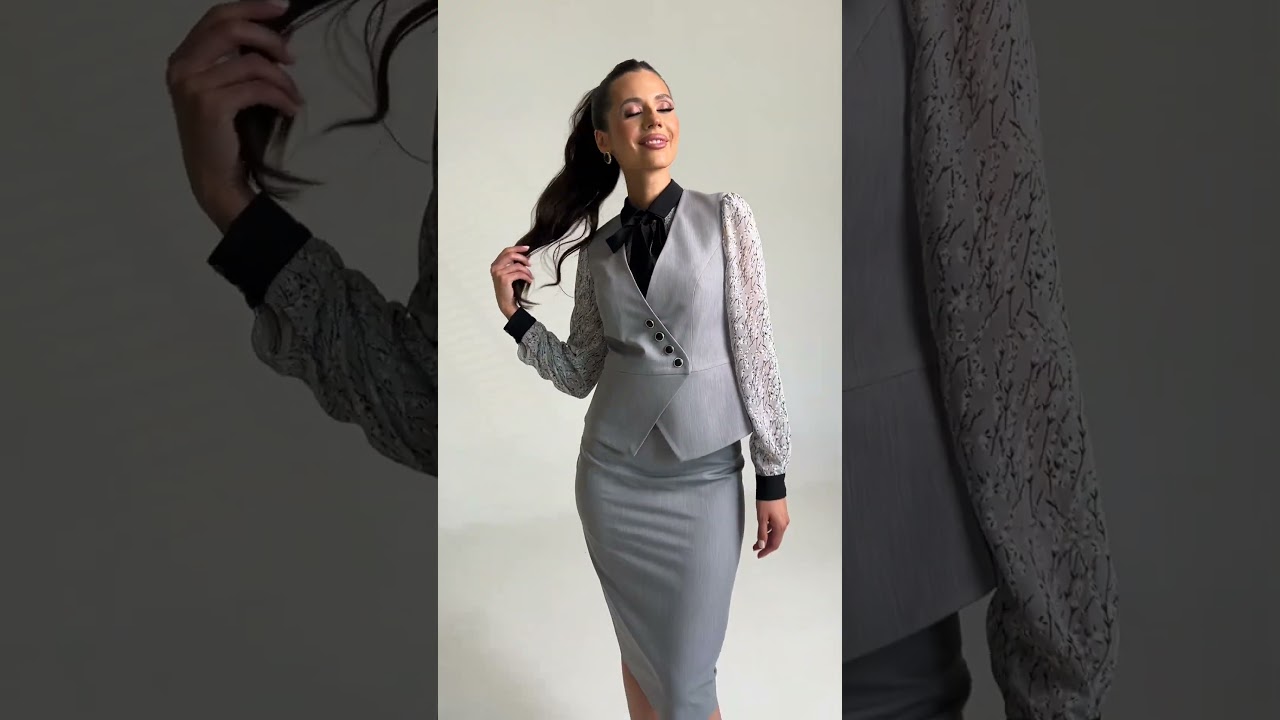 Офисный костюм-тройка Мода-Юрс арт. 2766 seryj  #fashion  #стильныйlook  #style