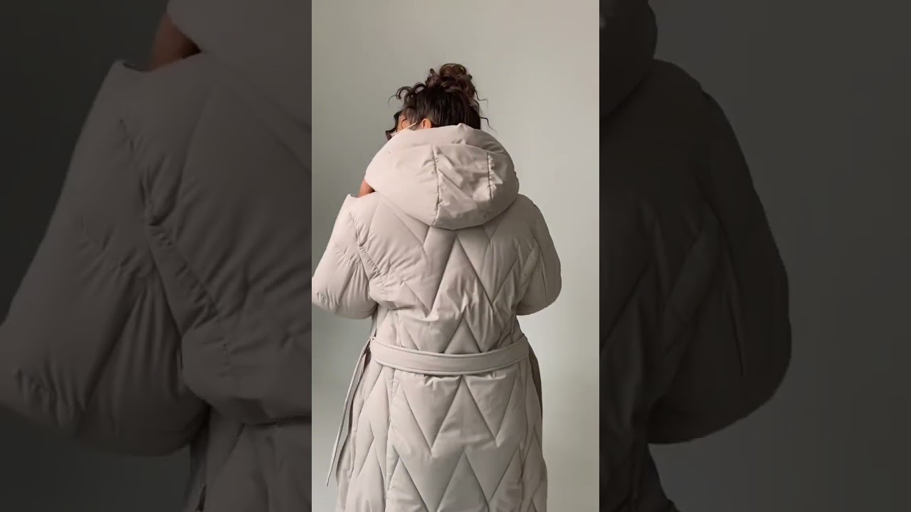 6246 зимнее стёганое пальто размерный ряд с 46 по 54 цвет слоновая кость