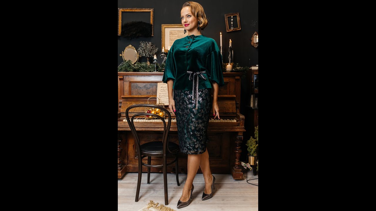 Нарядный костюм с велюровым жакетом модель 2623 malahit