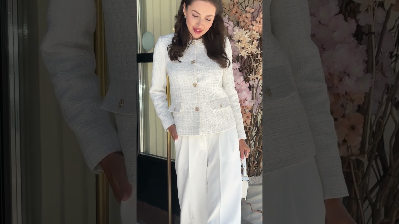 Белый твидовый жакет. 23-234-3 URS.by