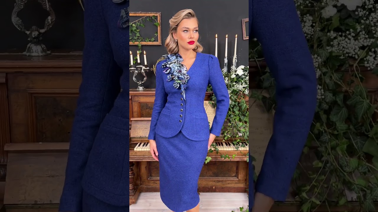 Костюм с шерстью со съемным элементом Мода-Юрс арт. 2825 василек  #fashion  #стильныйlook  #style