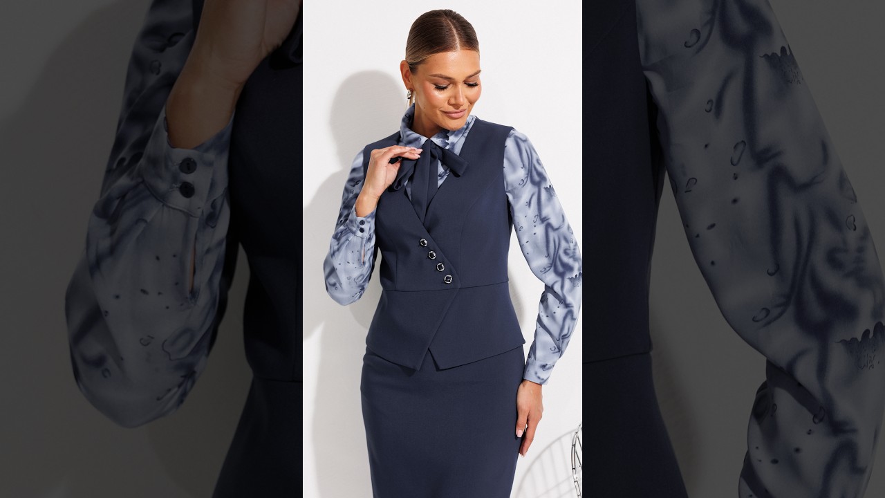 Офисный костюм-тройка с жилетом Мода-Юрс арт 2766 pylno sinij  #fashion  #fashionstyle  #styling