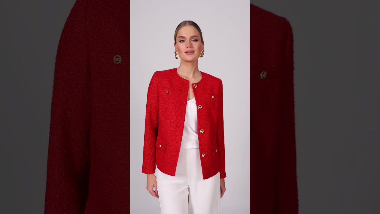 Красный твидовый жакет. 23-234-2 URS.by