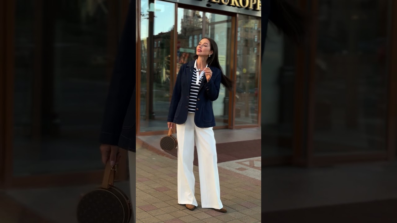 Темно-синий пиджак женский - стильный офисный образ. 25-599-1 URS.by