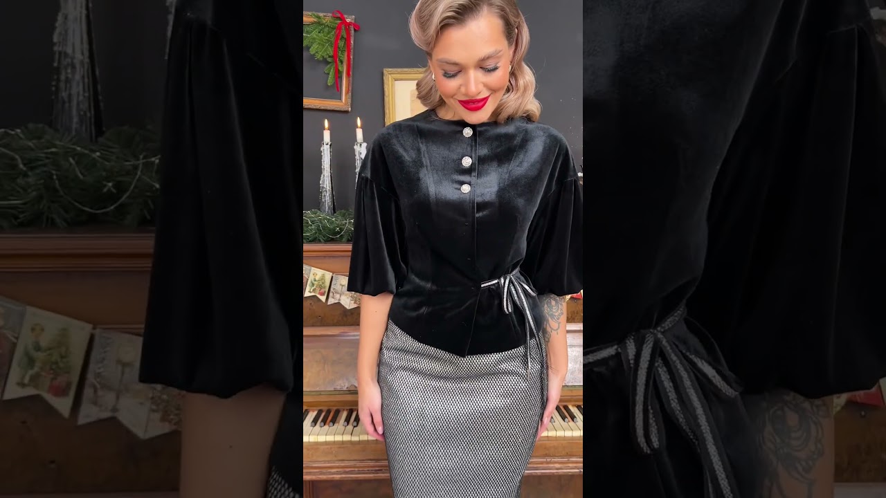 Нарядный комплект с велюровым жакетом Мода-Юрс арт. 2623-1 chernyj serebro
