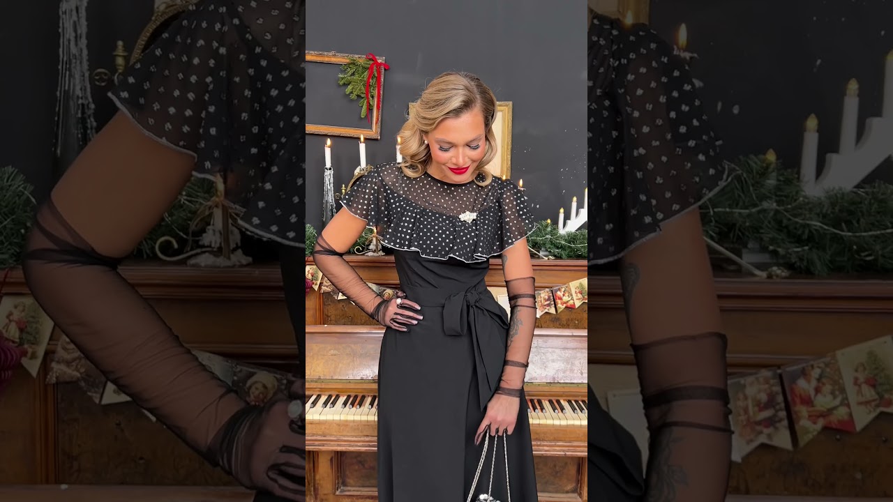 Вечернее черное платье с отделкой из шифона Мода-Юрс арт. 2693  #fashion  #style