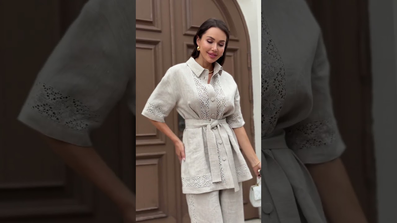 Льняной брючный костюм - стиль и комфорт на лето. 25-564-2 URS.by