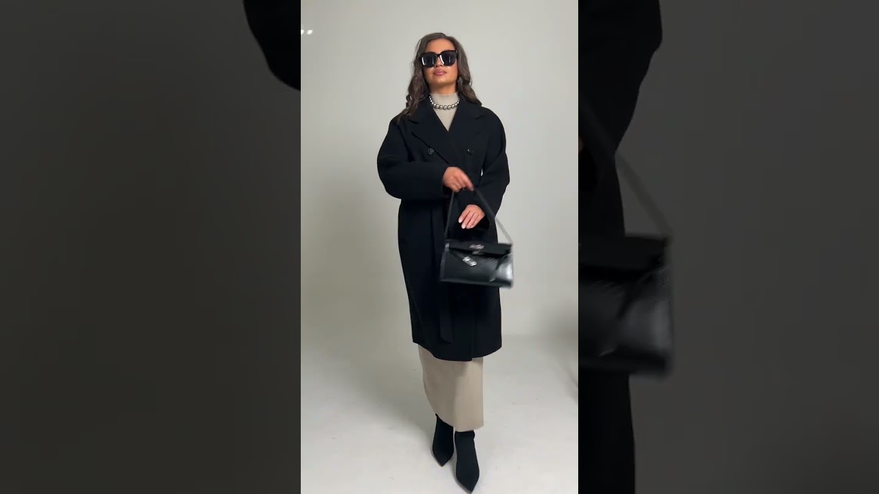 7031 пальто женское размерный ряд с 46 по 65 цвет чёрный