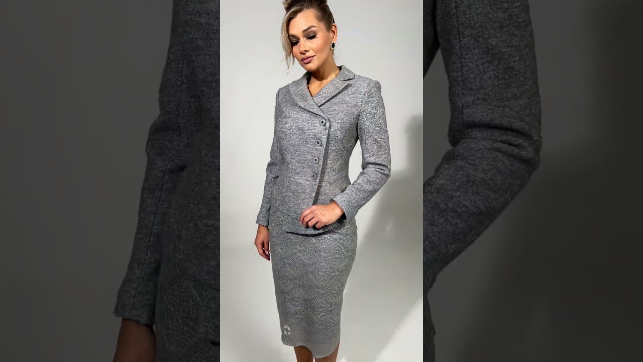 Костюм из шерсти с махеровой нитью Мода-Юрс арт. 2594 seryj