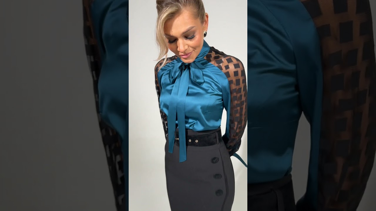 Комплект с шелковой блузой и юбкой-карандаш Мода-Юрс арт. 2509 biryza  #fashion  #styling