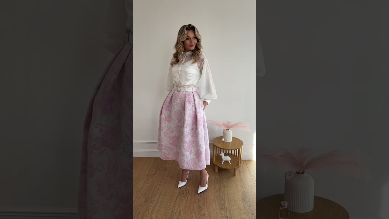 Нарядный комплект-тройка с атласным топом Мода-Юрс арт 2880 rozovyj zvety  #fashion  #мода #стиль