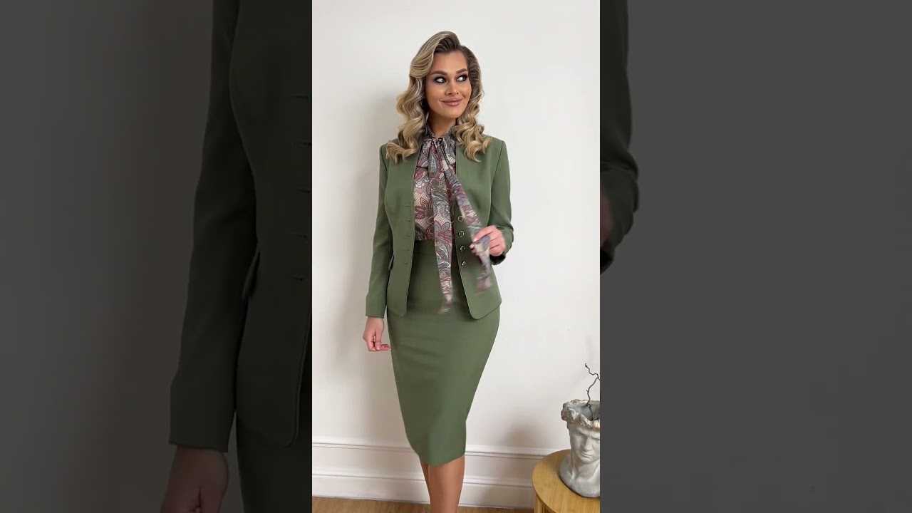 Классический костюм-тройка с кантом Мода-Юрс арт. 2808 oliva temnaja  #fashion  #style  #styling