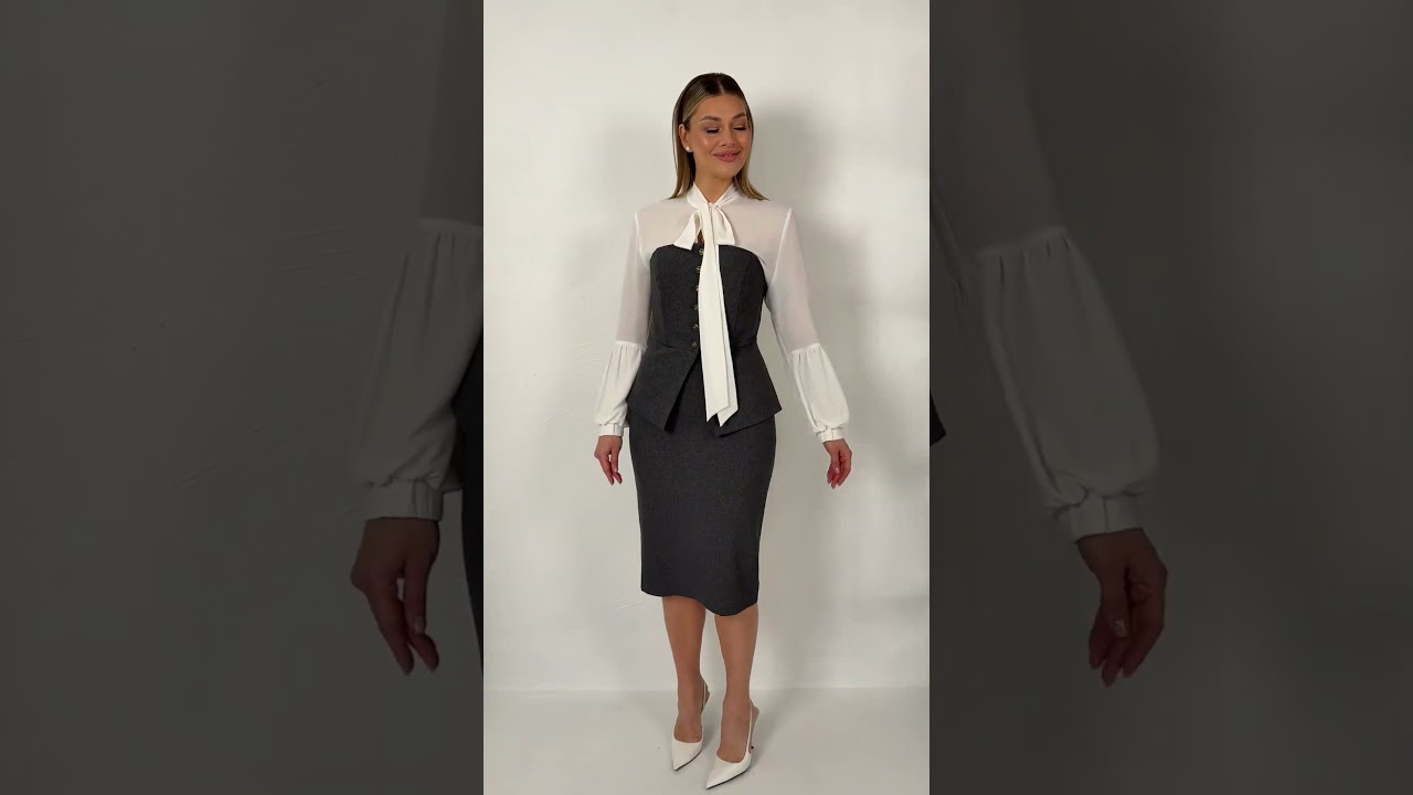 Классический костюм с корсетом Мода-Юрс арт. 2963 grafit  #fashion  #брендыодежды  #стиль
