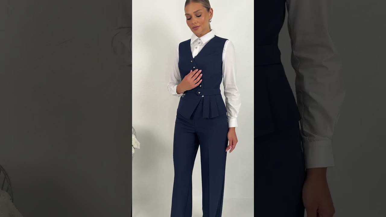 Офисный костюм-двойка с жилетом Мода-Юрс 2912 temno sinij  #fashionstyle  #fashion  #style