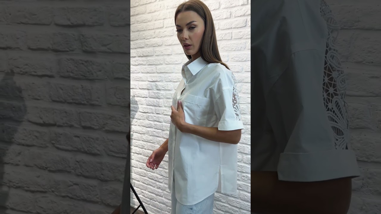 Блуза VIZAVI 724 молочный цвет хлопок #fashion #модныепоказы #style #брендыодежды #блузка-рубашка