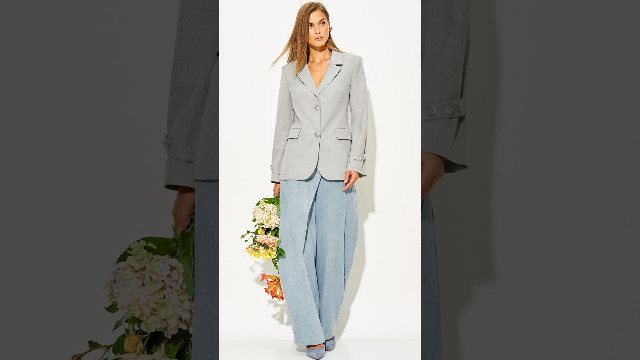 LAIKONY L-784-1 серый жакет, L-874 2 голубой брюки      #fashion #одеждаизбелоруссии #брендыодежды