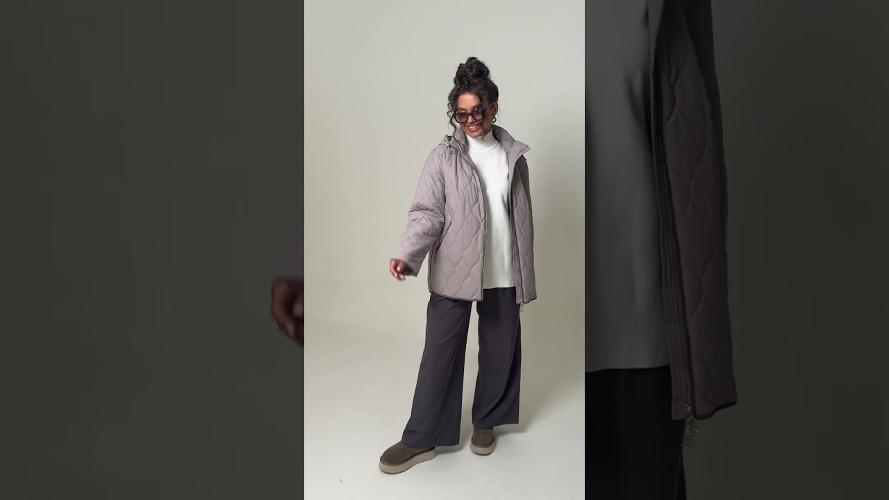 6237 куртка женская размерный ряд с 56 по 66 цвет серо -бежевый