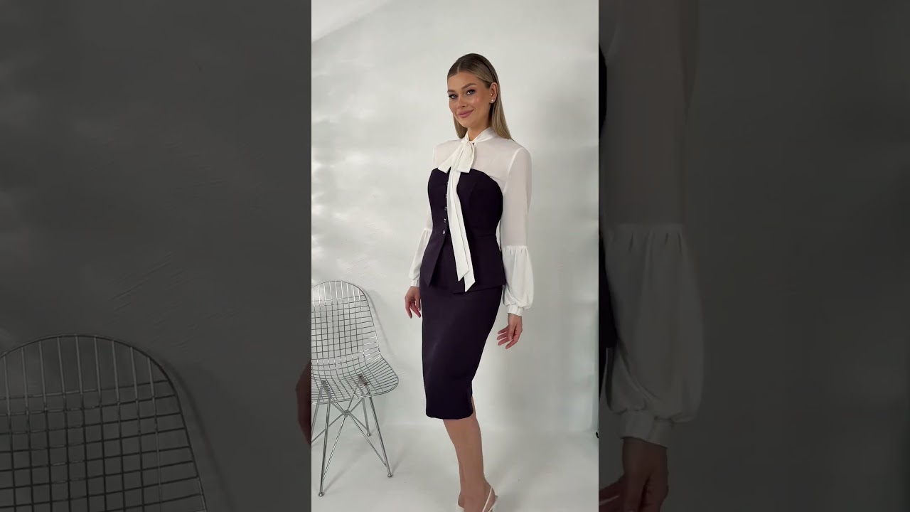 Костюм классический с корсетом Мода-Юрс арт. 2963 baklazhan  #fashion  #fashionstyle  #стиль
