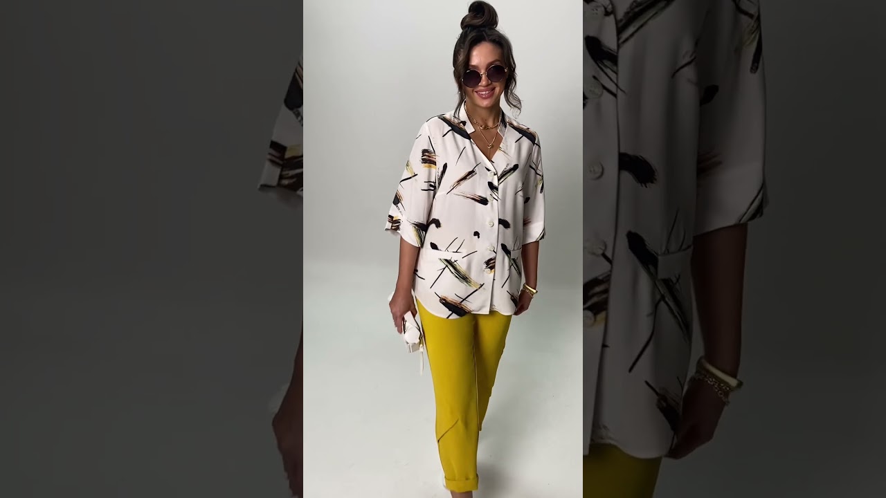 6079 костюм женский размерный ряд с 52 по 58 цвет абстракция +жёлтый