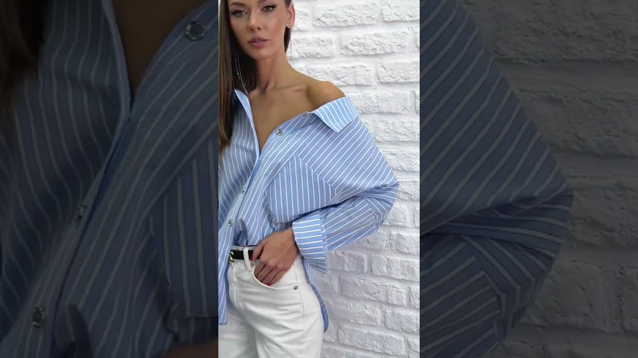 Блуза-рубашка VIZAVI 727 бело-голубая полоска #fashion #модныепоказы #брендыодежды #style #ootd