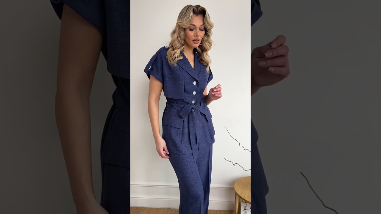 Летний брючный костюм Мода-Юрс арт. 2809 temno sinij  #модныепоказы  #стильныйlook  #стиль