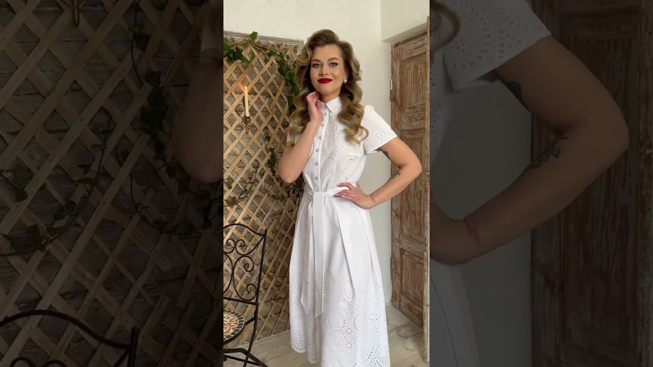 Платье хлопковое с шитьем артикул 2806 molochnyj