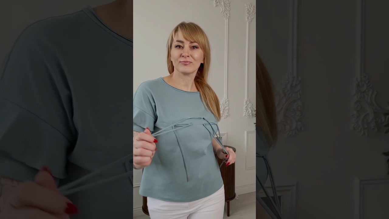 Модные мятные шнурки. Блузка 2183 Rumoda.